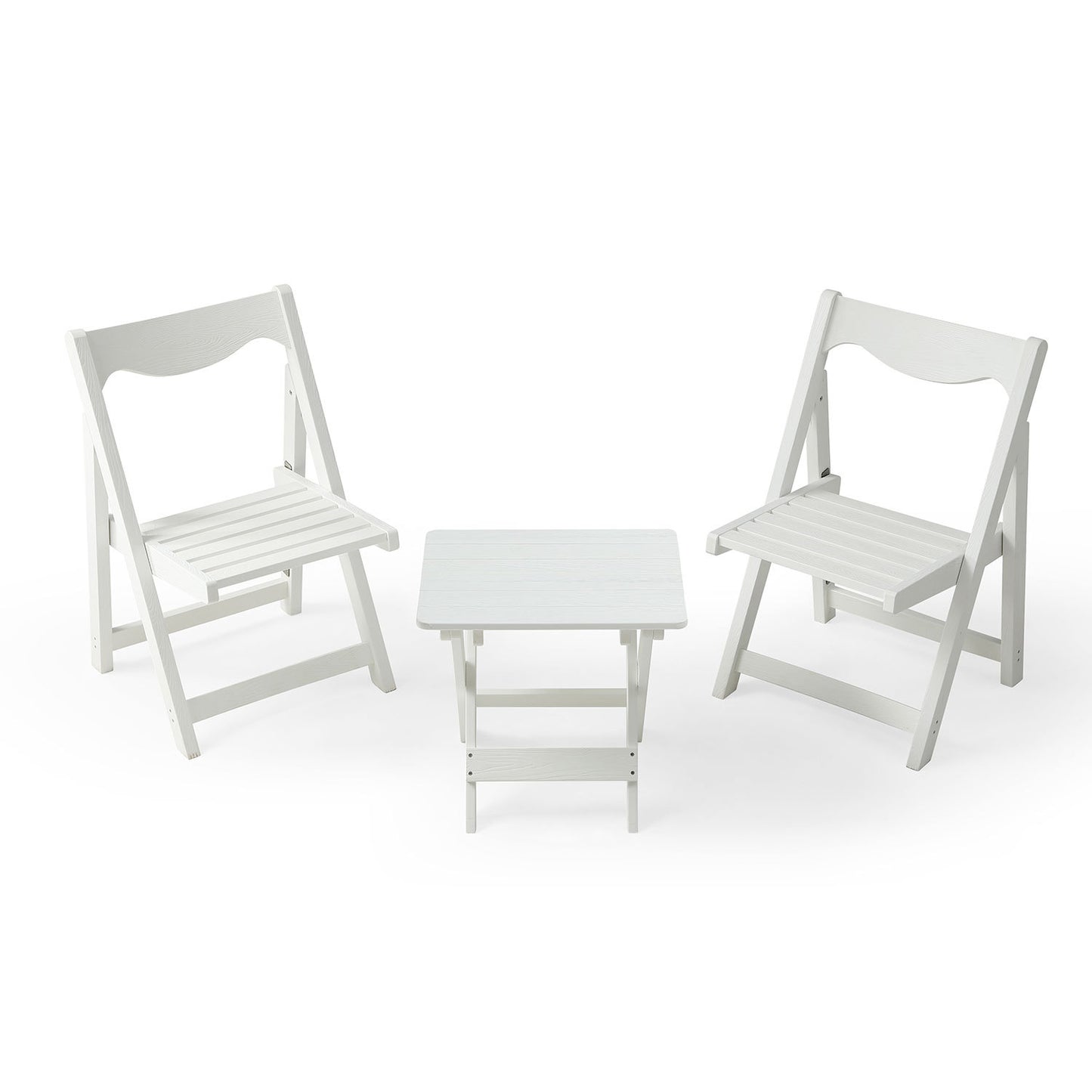 HIPS Foldable Small Table and Chair Set with 2 Chairs and Rectangular Table  White