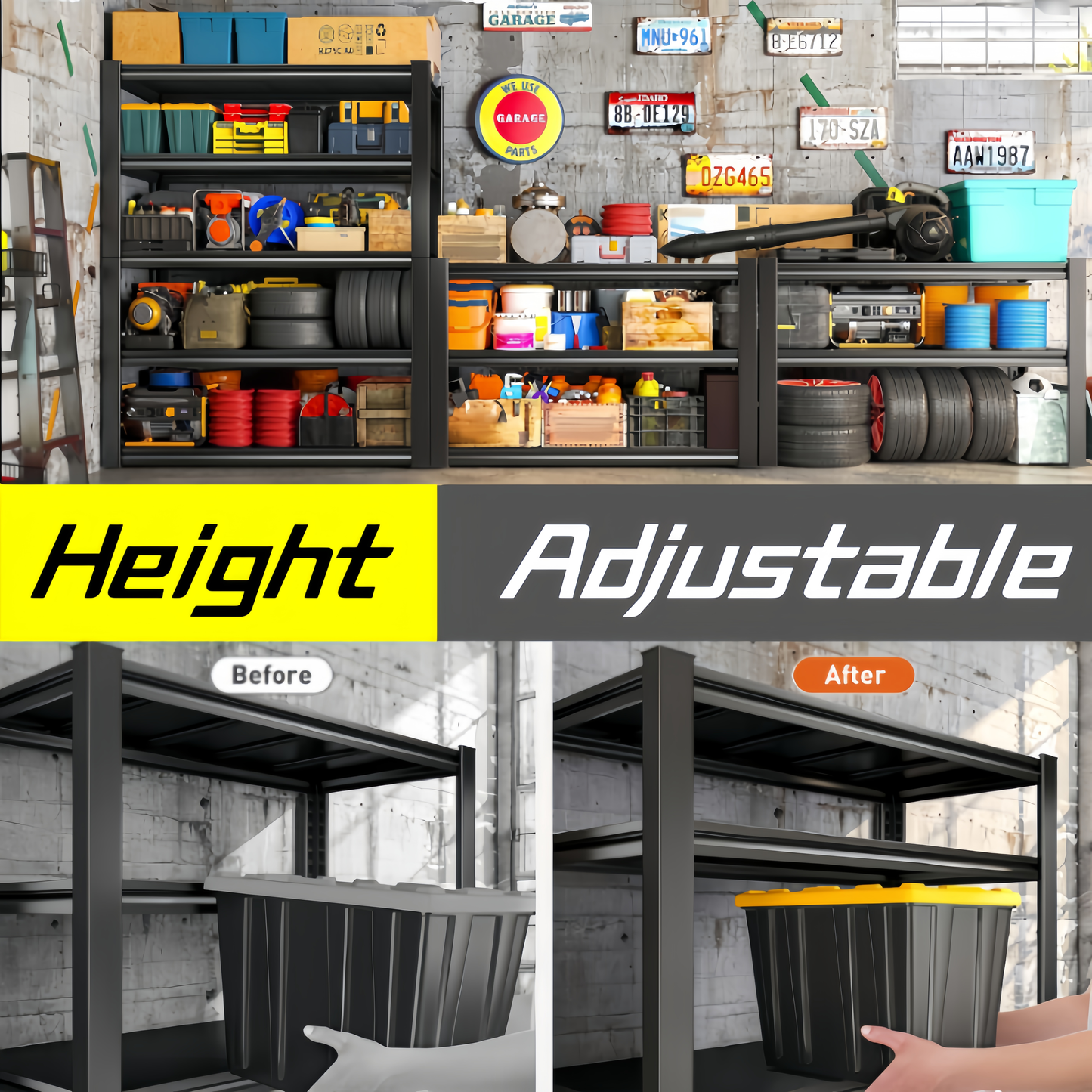 5 Tier Heavy Duty Metal Storage Shelves ,Easy to Assemble ,Adjustable ,Storage Shelves for Basements, Garages and Kitchen, 78 "H*47.2"W*23.6 "D