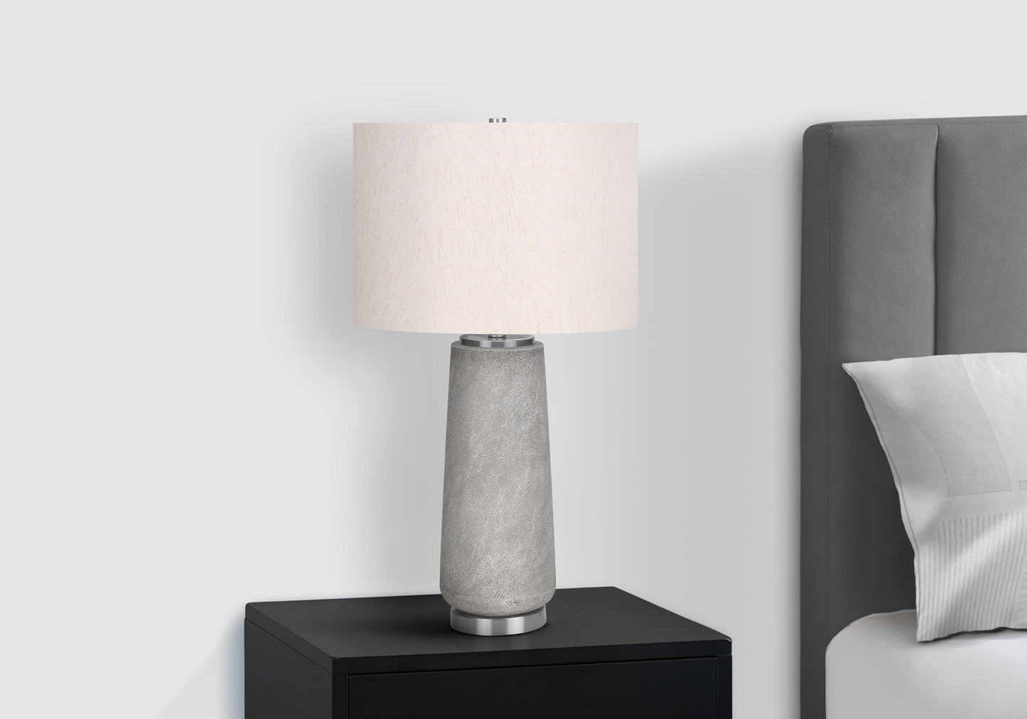 Lighting, 29"h, Table Lamp, Grey Resin, Ivory / Cream Shade, Modern