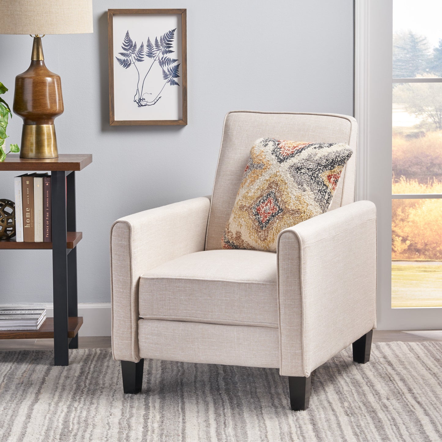 Light Beige Linen Push Back Chair for Elegant Home Décor