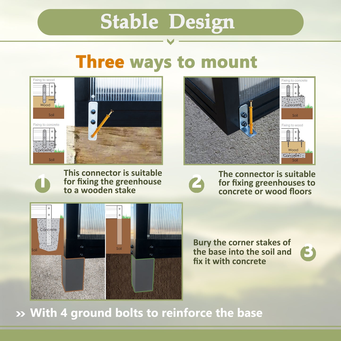 6' x 12' Thicked Polycarbonate Greenhouse, Greenhouse with Double Flush Door, Rain Gutter and Ventilation Window, Green House for Sunroom, Garden, Backyard, Walk-in Large Winter Greenhouse