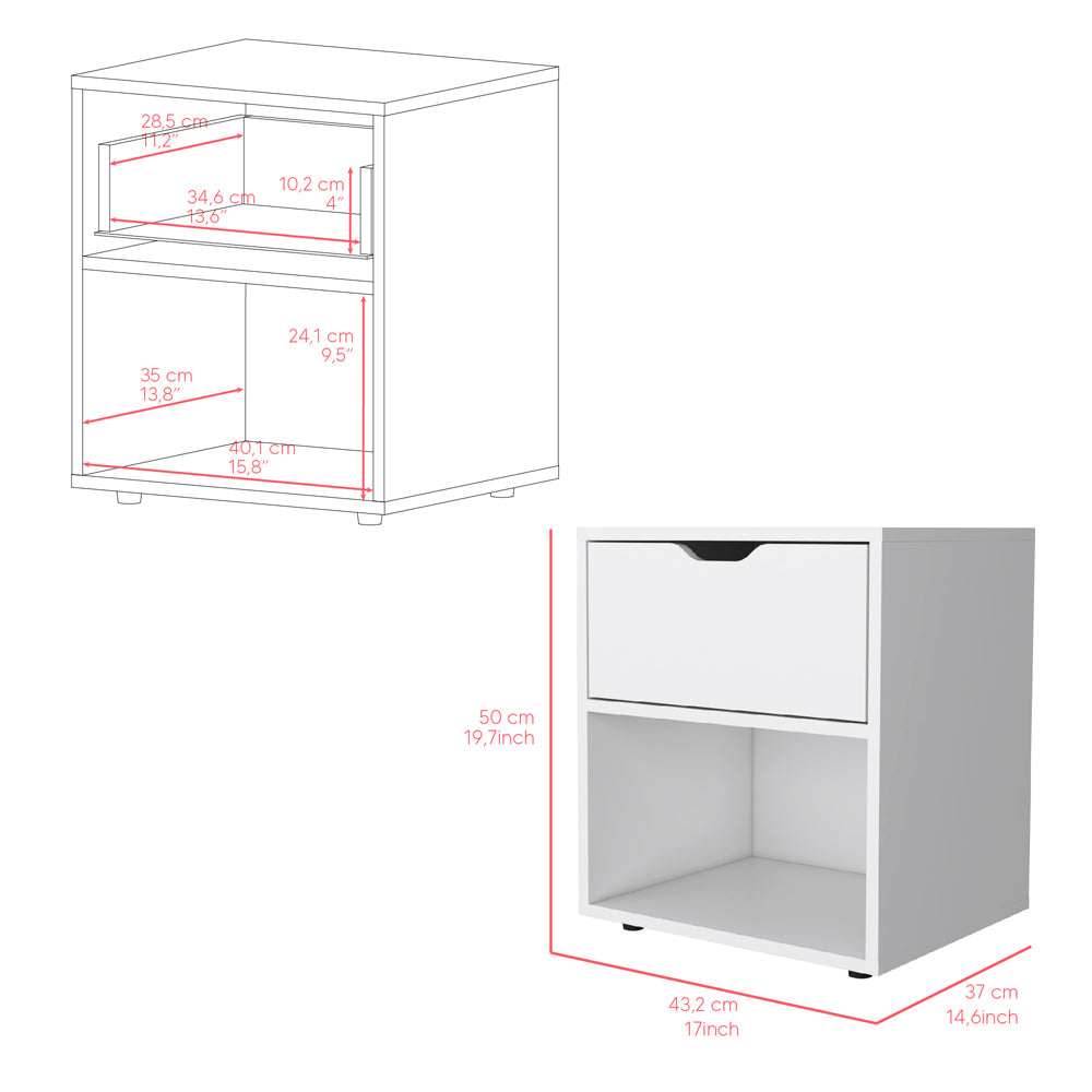 Nightstand Altheimer, Bedroom, White