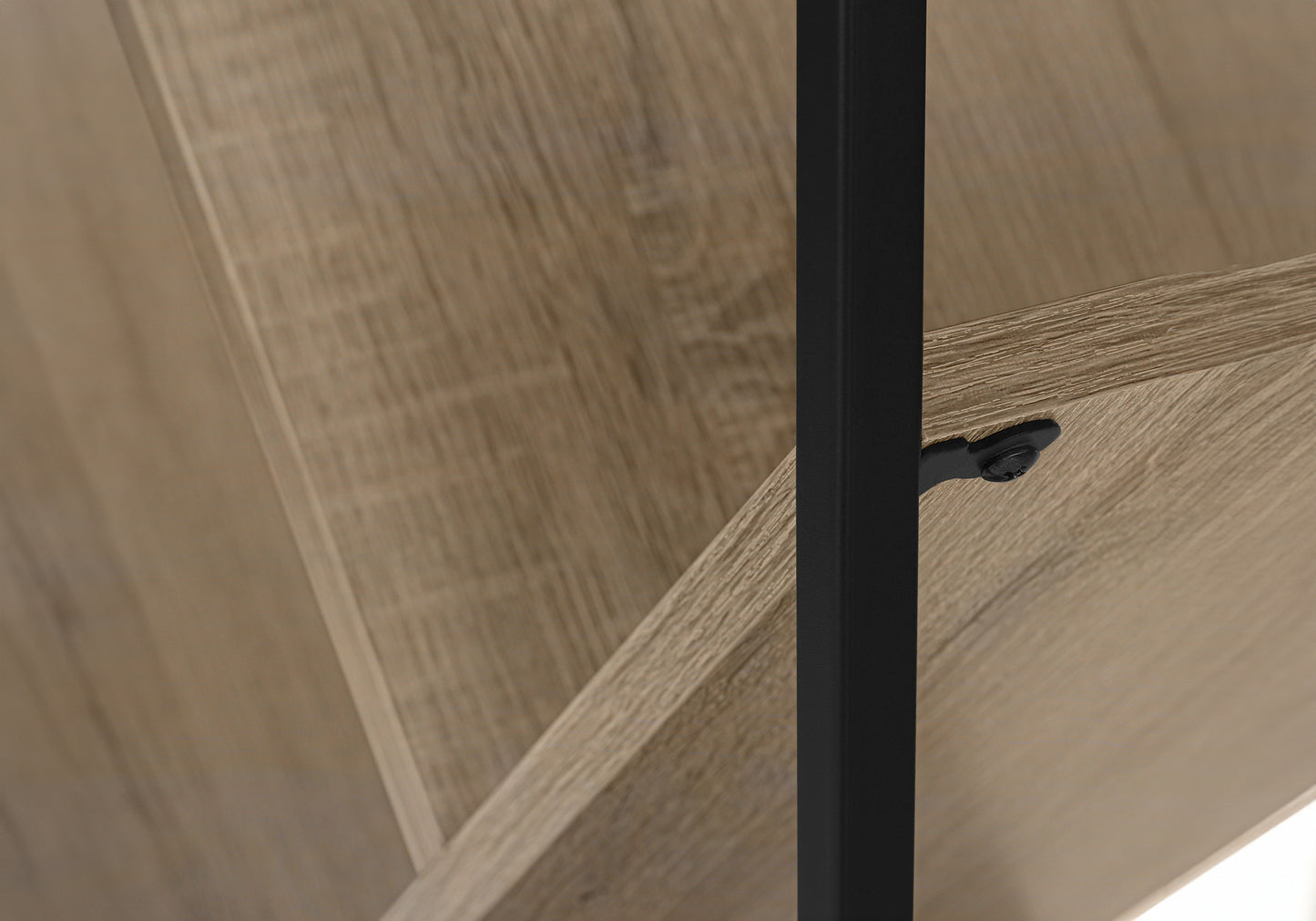 Bookshelf, Bookcase, Etagere, 3 Tier, 60"h, Office, Bedroom, Brown Laminate, Black Metal, Contemporary, Modern