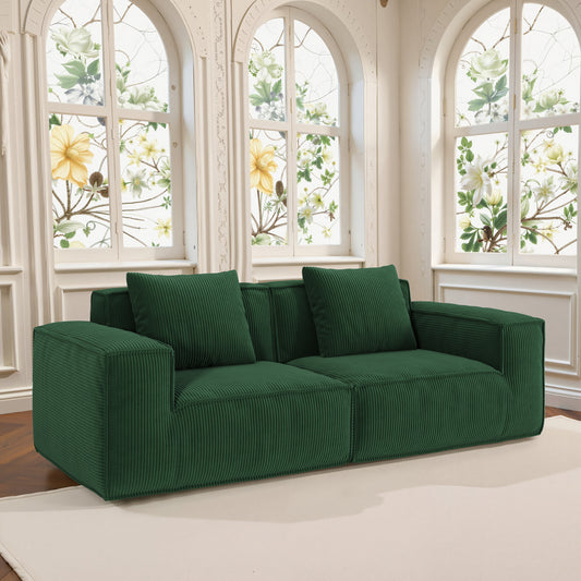 modular sofa can be converted into an oversized sofa bed Free conversion sofa set flexible configuration, soft corduroy cloud velvet fabric two person combination-green