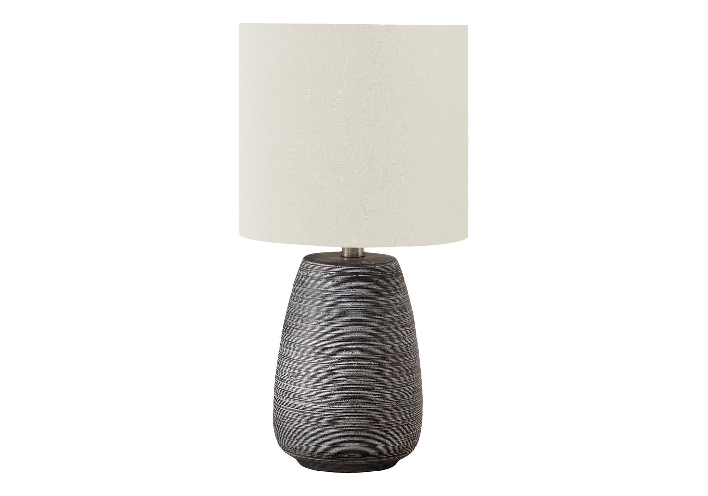 Lighting, 19"h, Table Lamp, Grey Ceramic, Ivory / Cream Shade, Contemporary