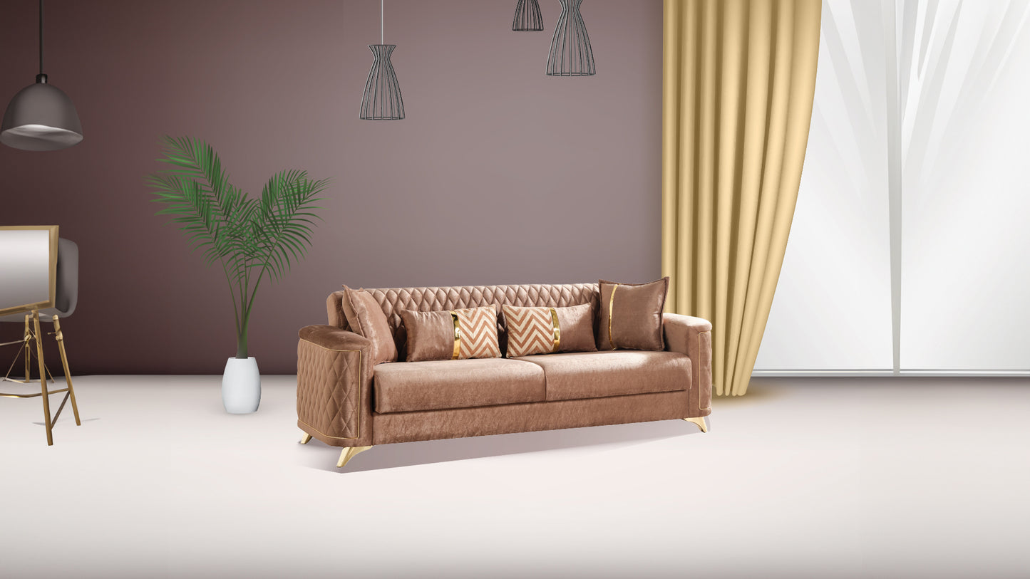 Luna 2Pc Modern Living Room Set in Copper