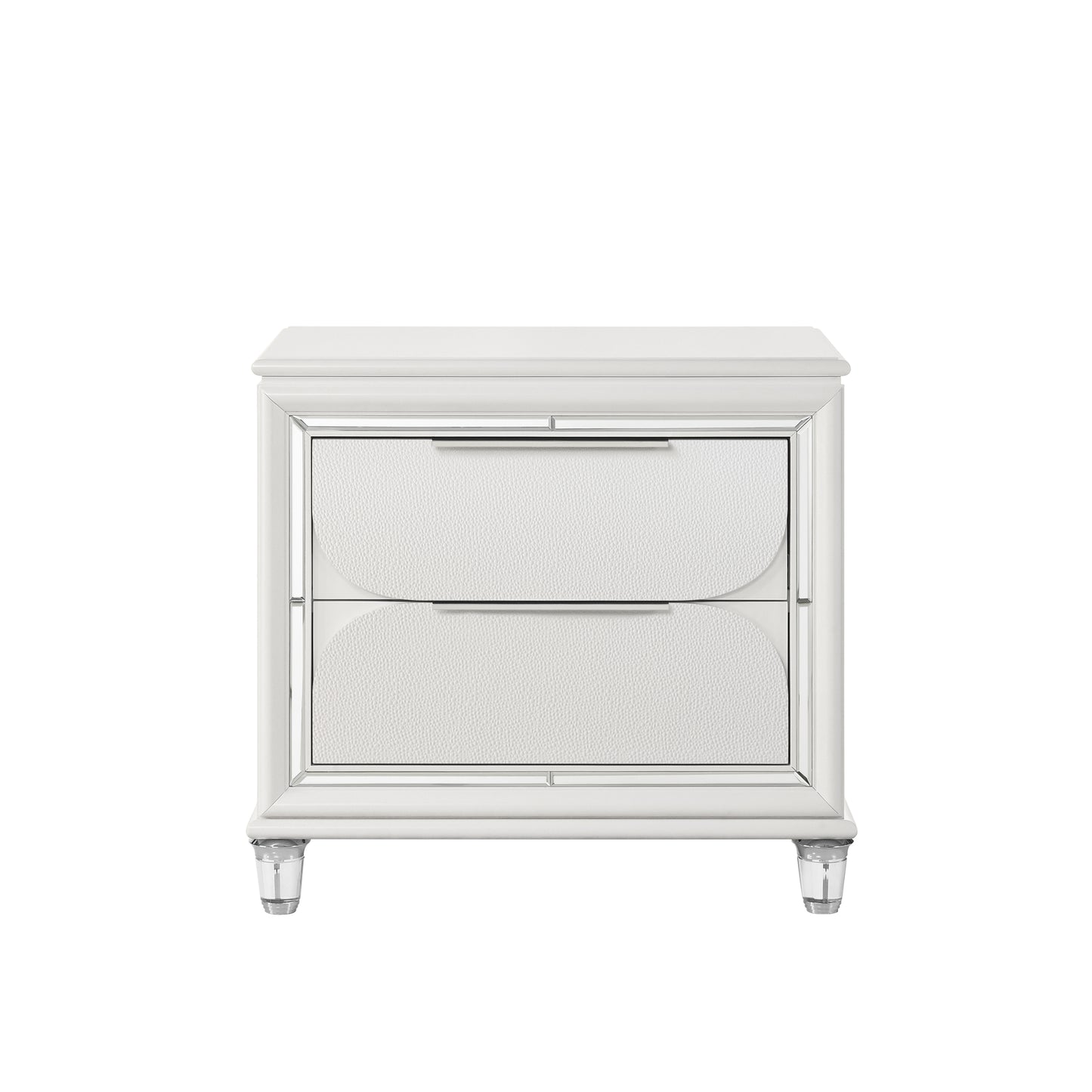 Pearl White 2-Drawer Nightstand with Acrylic Crystal Legs