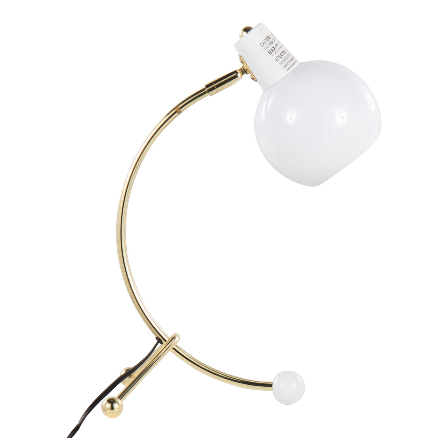 Eileen Contemporary Task Lamp in Gold Metal and White Plastic Shade by LumiSource