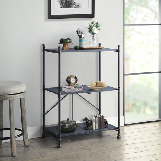 Sandy Black and Dark Bronze Hand-Brushed 3-tier Console Table