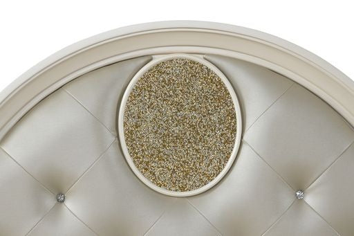 King 5 Pc Unique LED Bedroom Set made with Wood in Beige