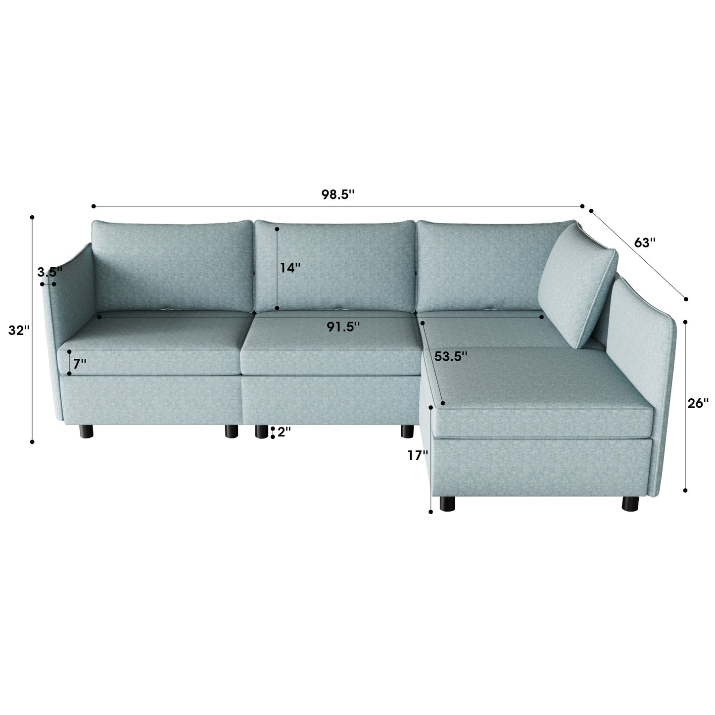 Modular Sectional Sofa, Convertible Sofa Seat With Storage, Sleeper Sectional Sofa Set, Fabric Flexible Modular Combinations for Living Room