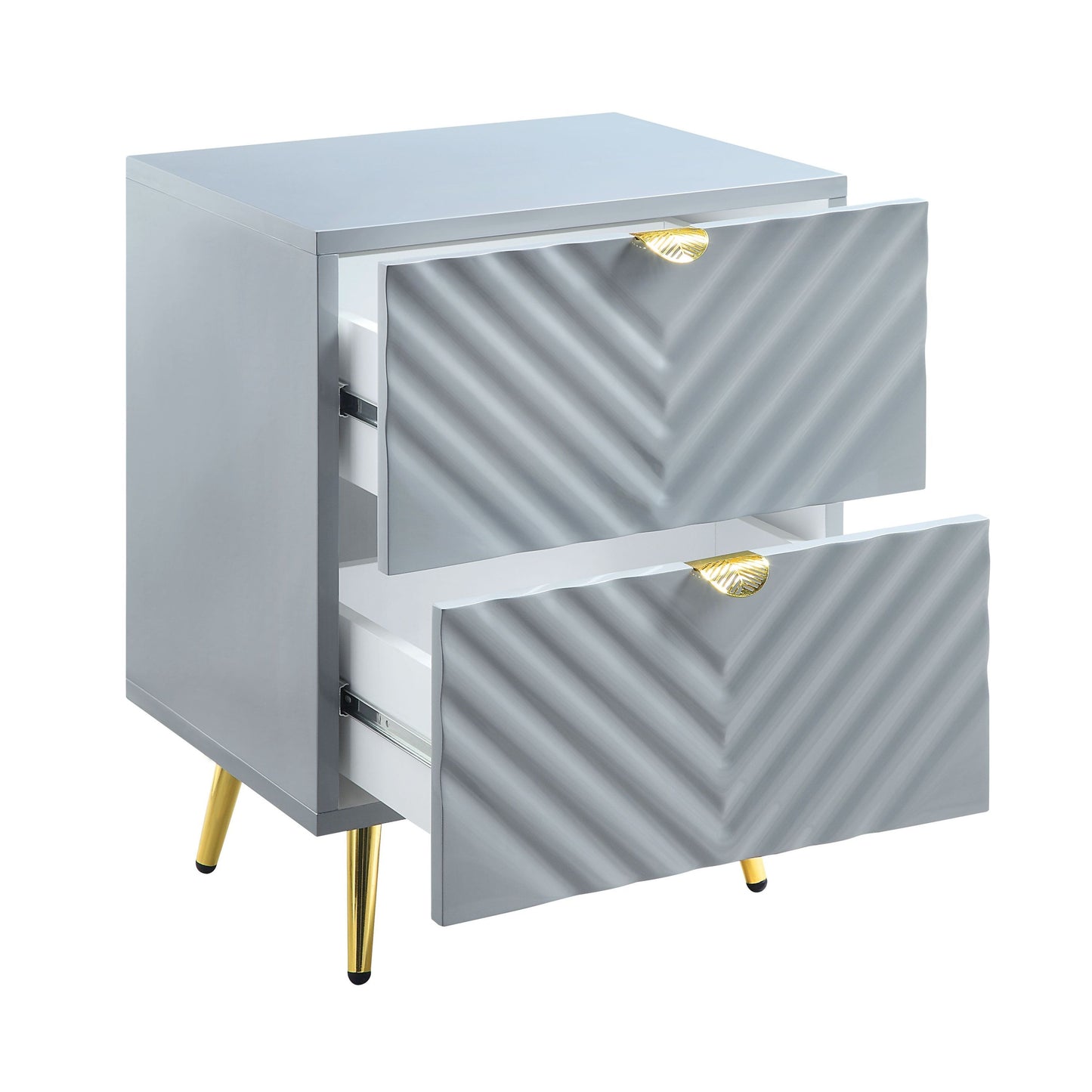 Gaines Gray High Gloss Finish Nightstand