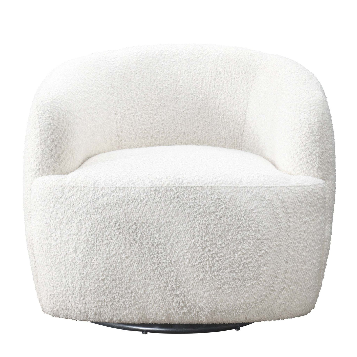Mina Modern Boucle Swivel Chair with Sturdy Frame in White