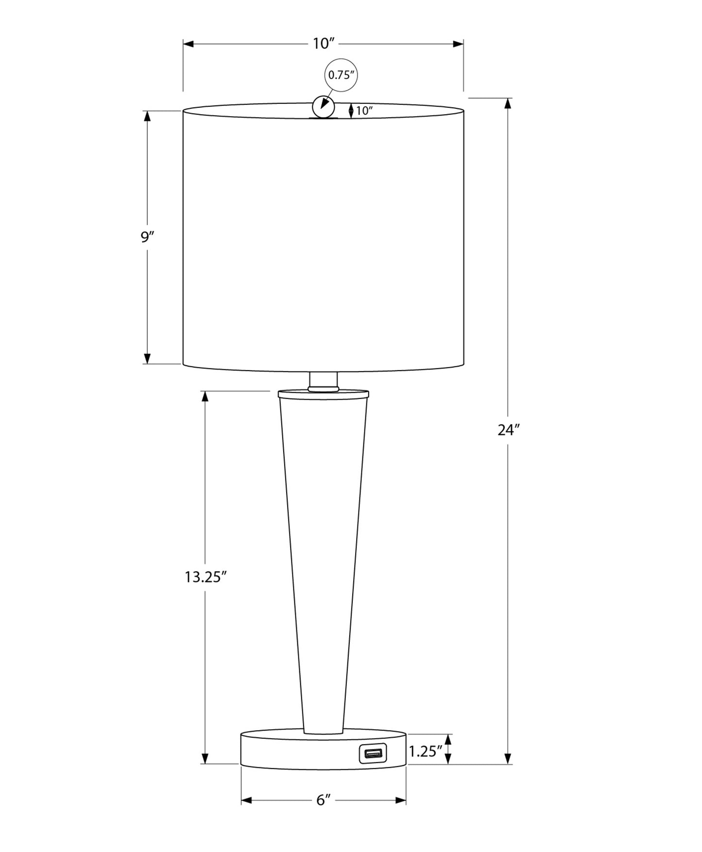 Lighting, Set Of 2, 24"h, Table Lamp, Usb Port Included, Nickel Metal, Grey Shade, Contemporary