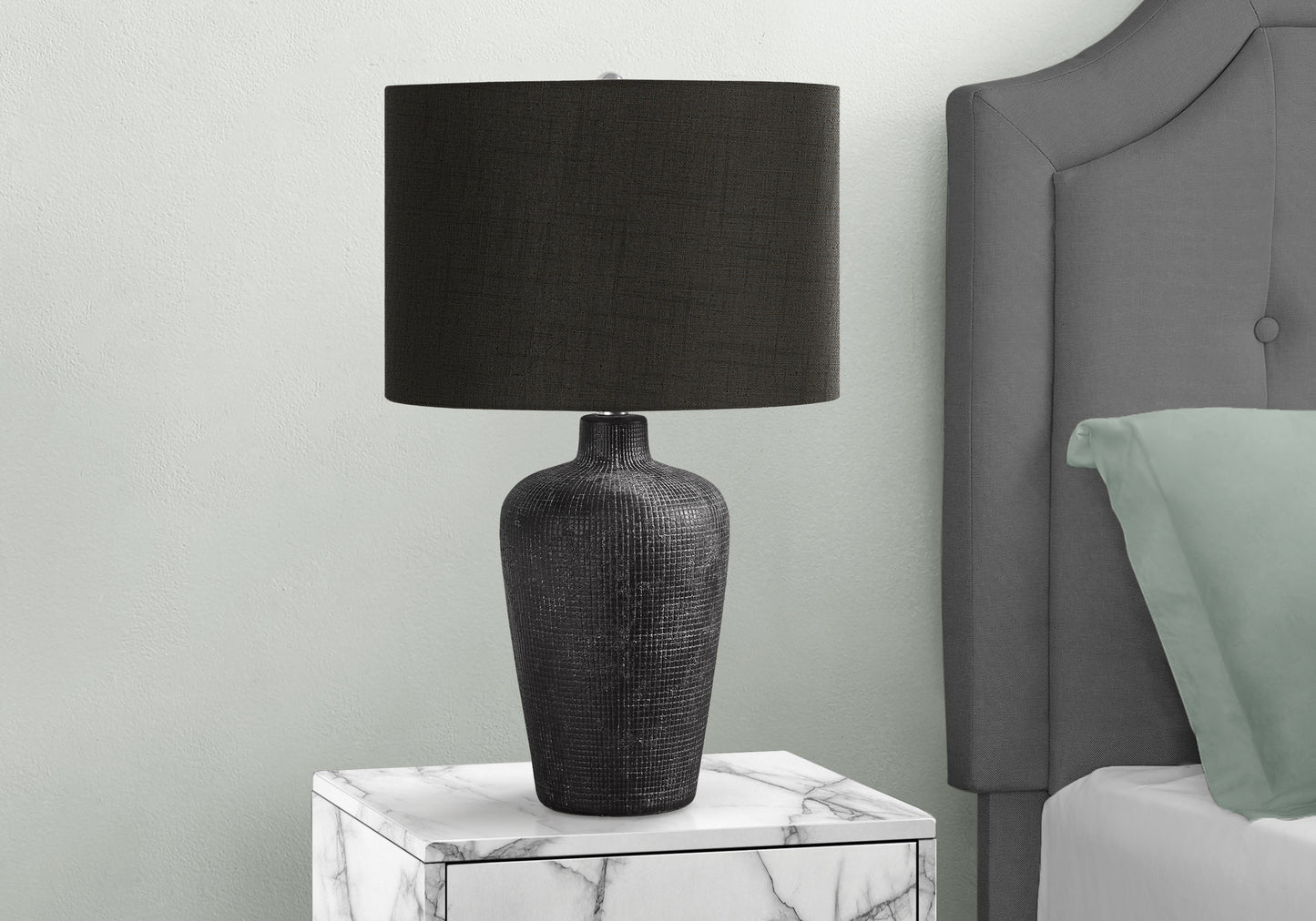 Lighting, Table Lamp, 24"h, Black Ceramic, Black Shade, Contemporary