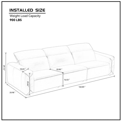 Modern Simple Line Design 3-Seater Leather Sofa for Living Room, Comfy Sofa Couch with Extra Deep Seats,Adjustable Headrests Couch,Brown