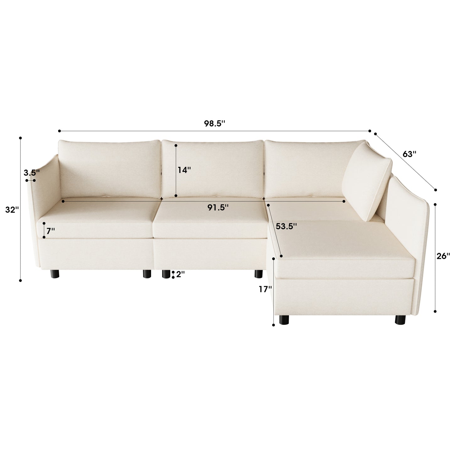 Modular Sectional Sofa, Convertible Sofa Seat With Storage, Sleeper Sectional Sofa Set, Fabric Flexible Modular Combinations for Living Room