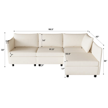 Modular Sectional Sofa, Convertible Sofa Seat With Storage, Sleeper Sectional Sofa Set, Fabric Flexible Modular Combinations for Living Room