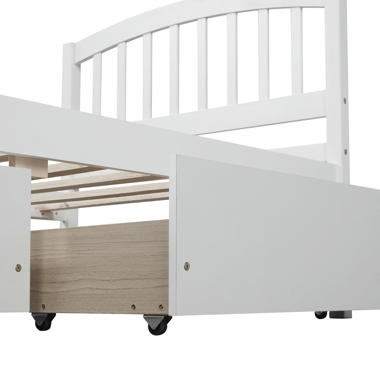 Twin Platform Storage Bed Wood Bed Frame with Two Drawers and Headboard, White (Previous SKU: SF000062KAA)