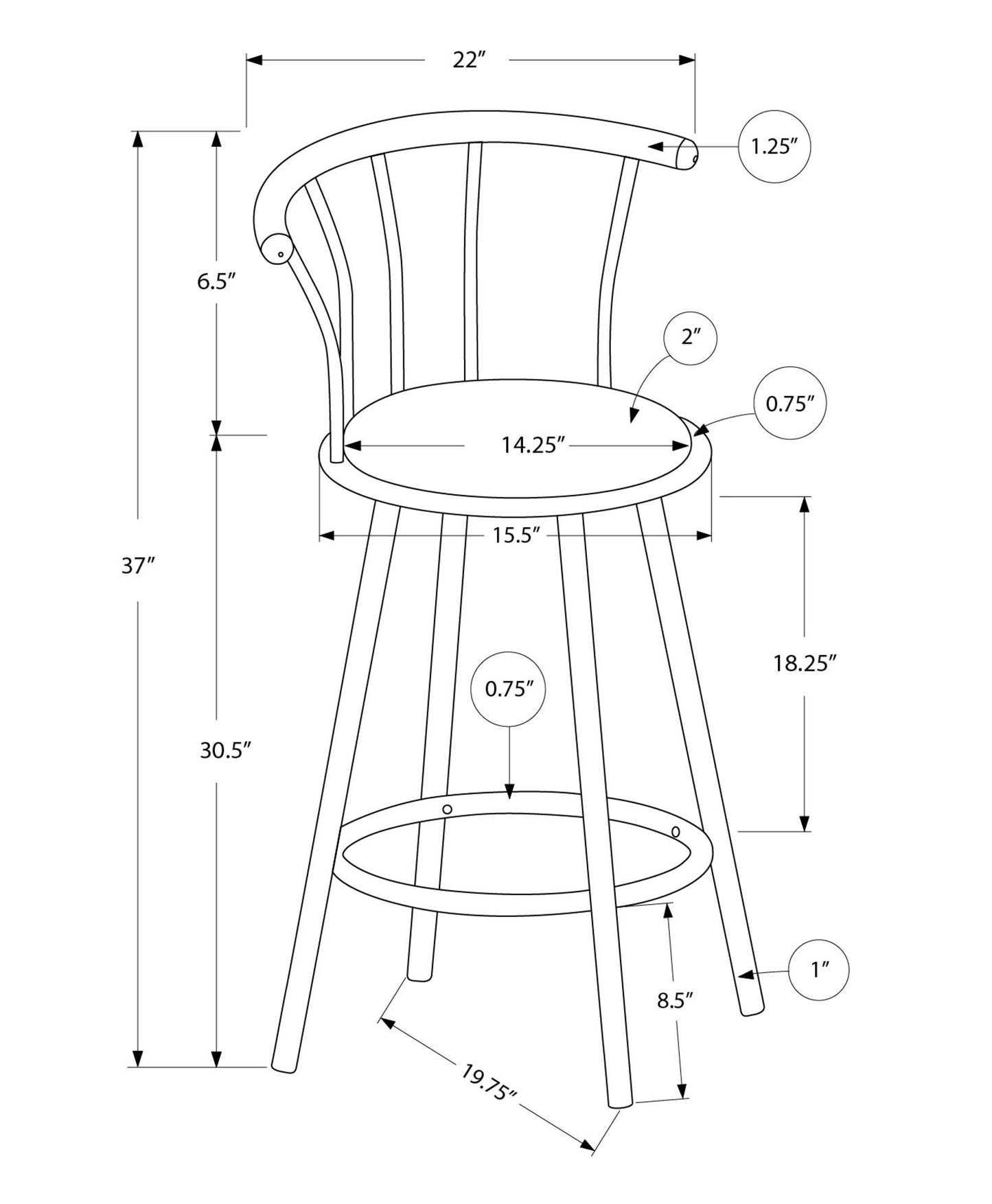 Barstool, Set Of 2, Swivel, Bar Height, White Metal, Grey Fabric, Contemporary, Modern