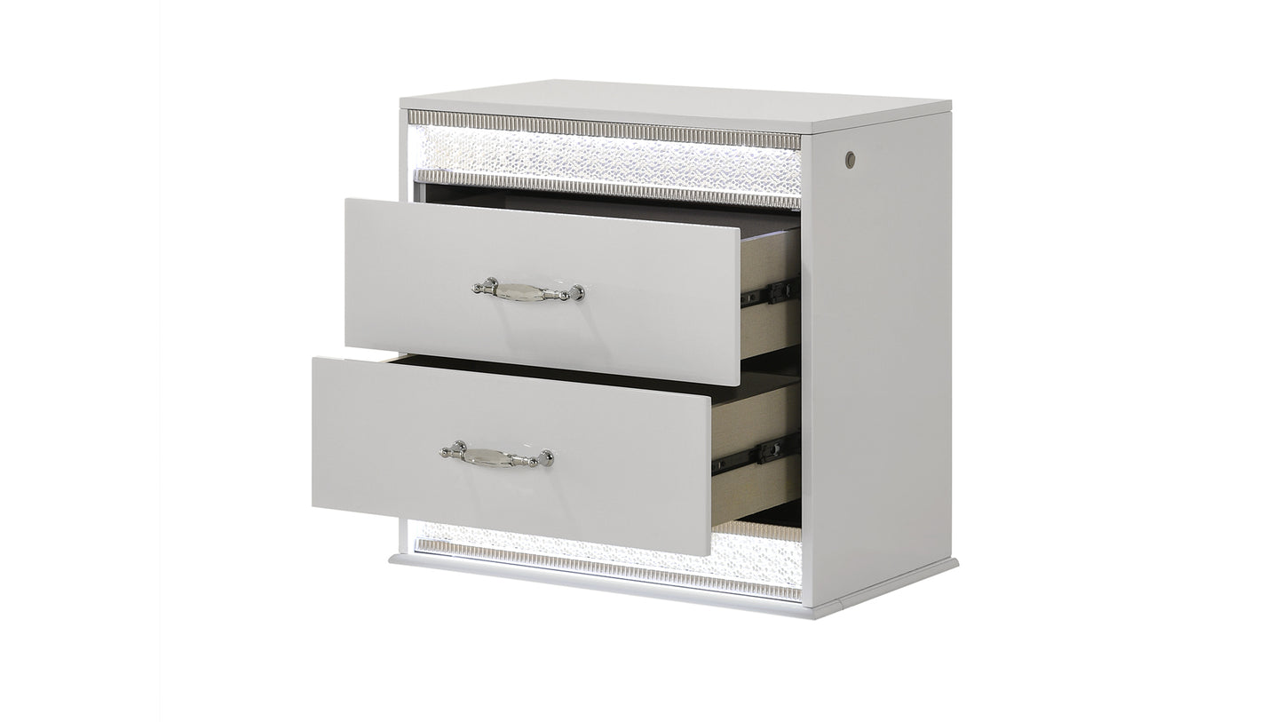 Glam Modern Style 2-Drawer Night stand Made with Wood in White