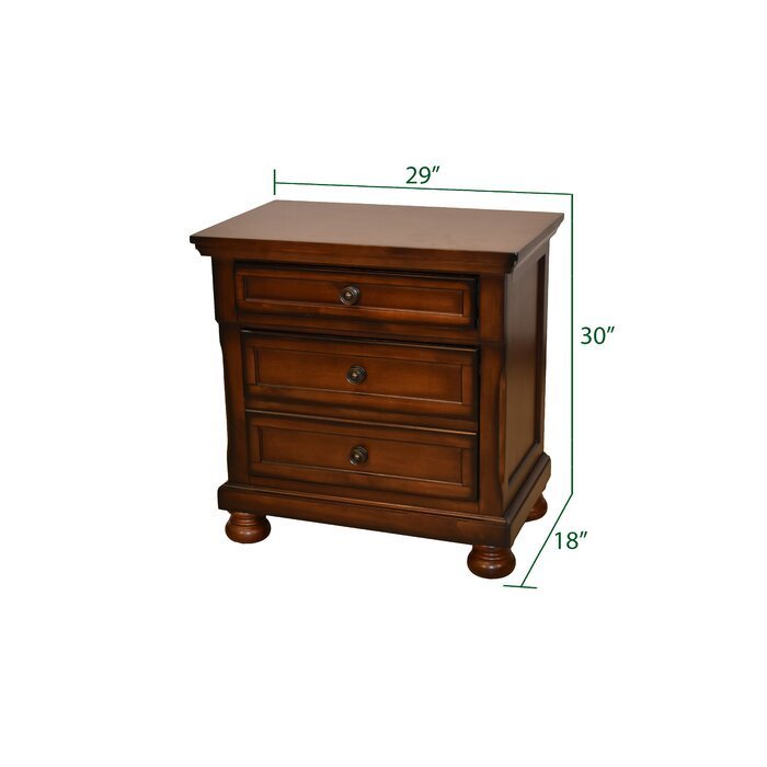 Wood Nightstand with Hidden Jewelry Drawer in Dark Walnut