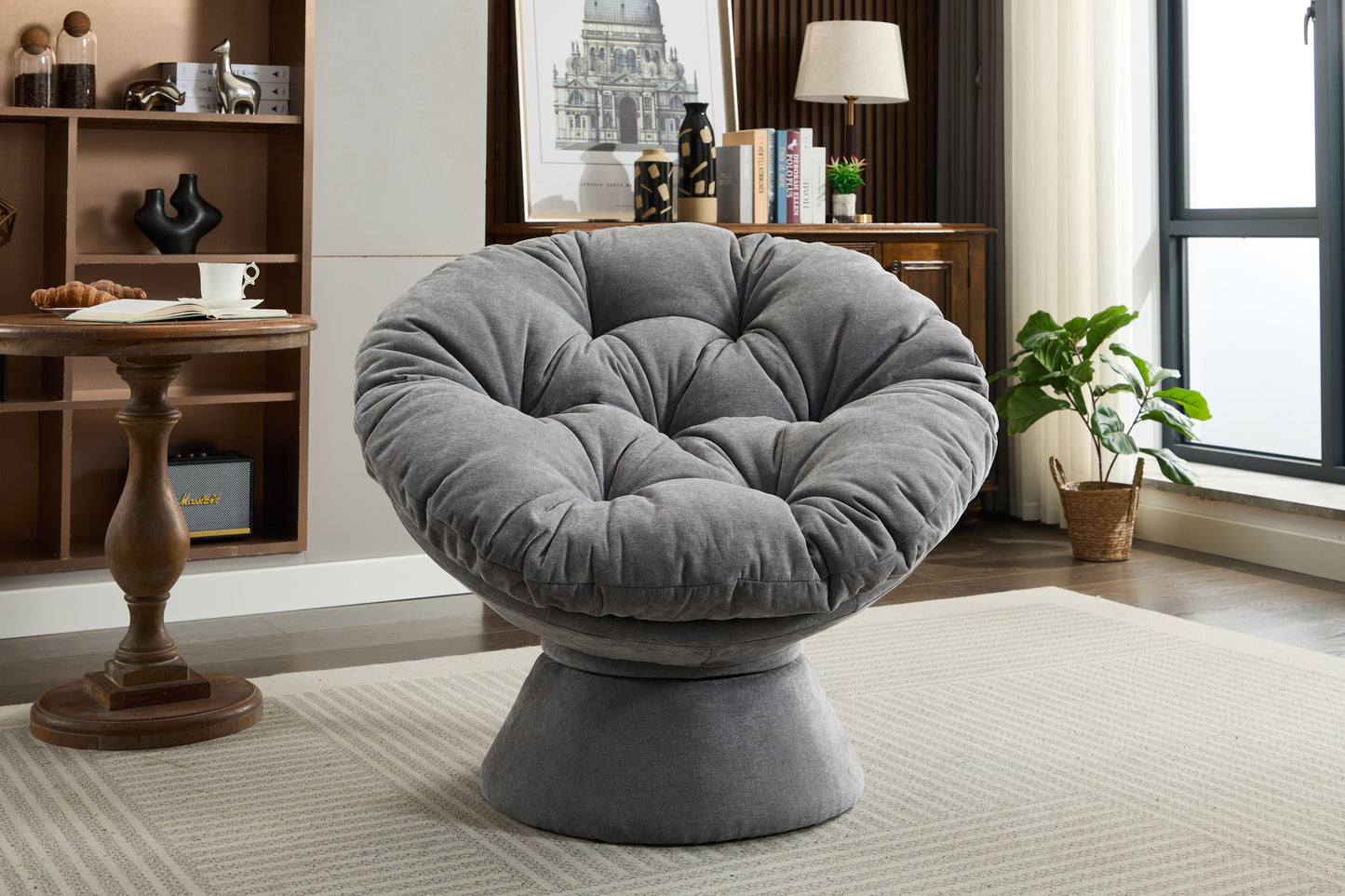 Oversized Swivel Accent Chair, 360 Swivel Barrel Chair, Papasan Chair for Living Room Bedroom