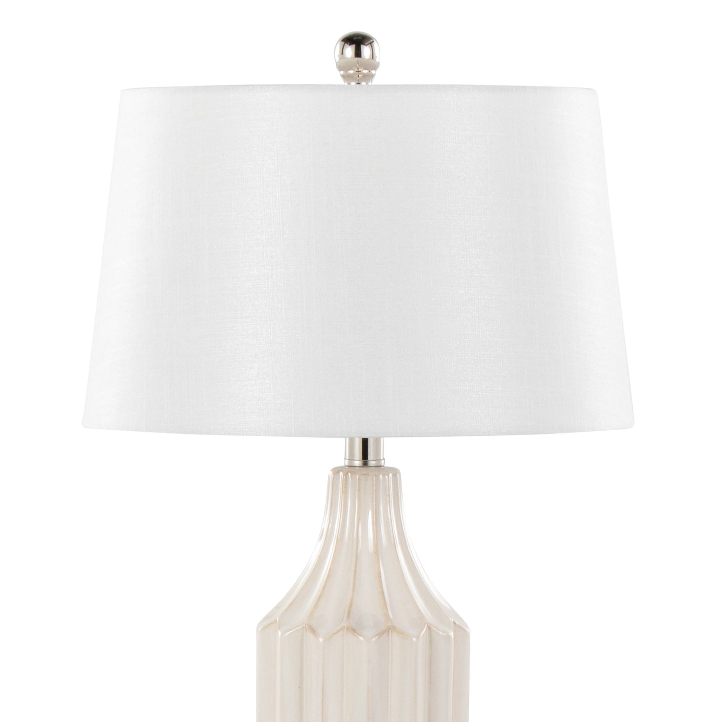 Stella 23" Contemporary Ceramic Table Lamp in Gloss Cream Ceramic with White Shade by LumiSource