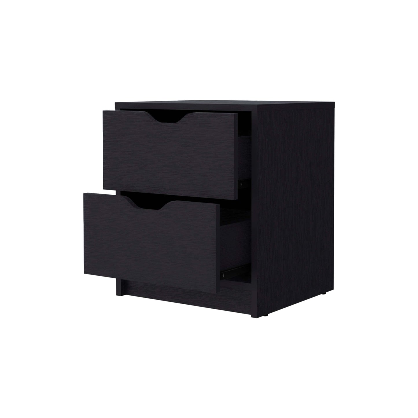 Black 2-Drawer Nightstand