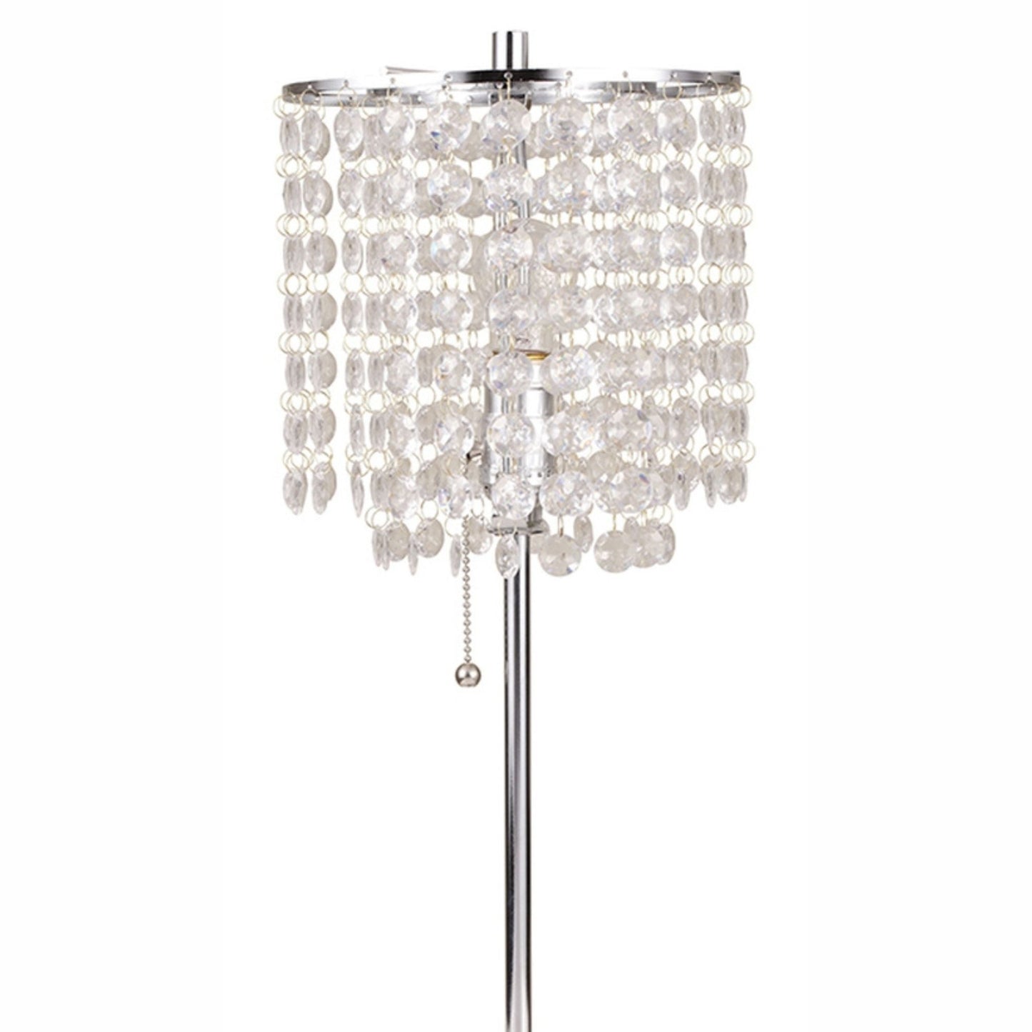 20.25" Tall Metal Table Lamp with Silver finish, Crystal Inspired Shade