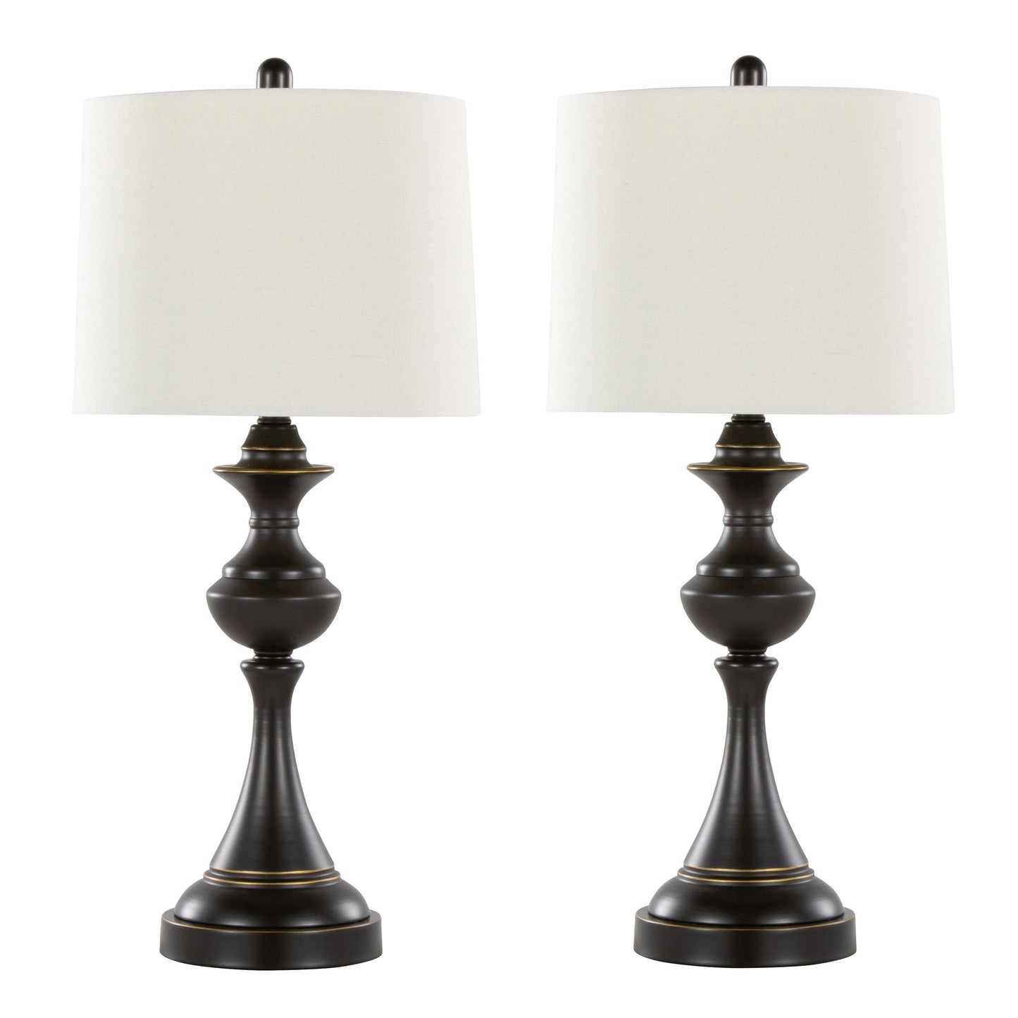 Montgomery 29" Contemporary Metal Table Lamp in Oil Rubbed Bronze with Off-White Linen Shade from Grandview Gallery by LumiSource - Set of 2