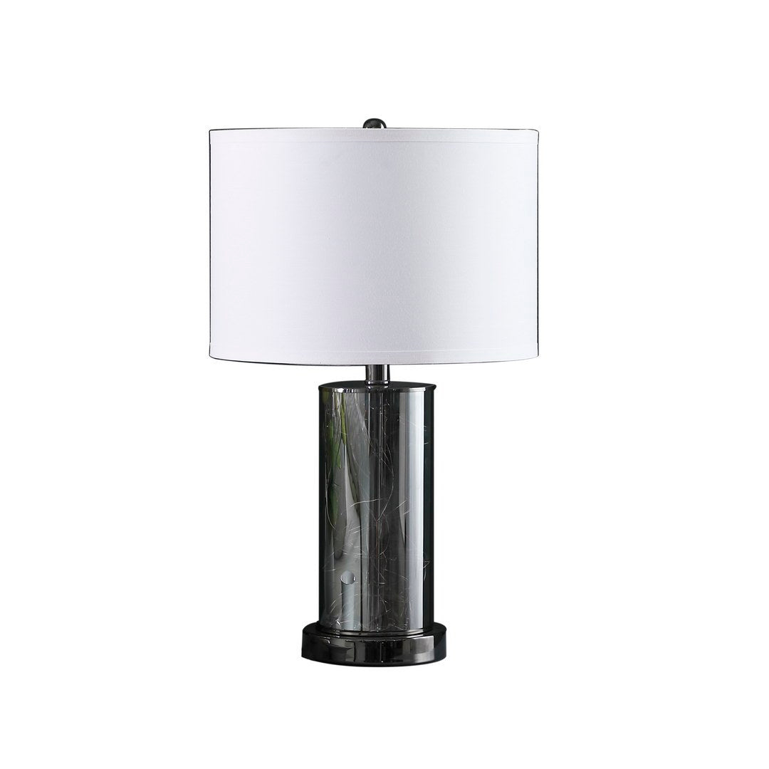21.25' In Cynx Led Night Light Mid-Century Glass Black Chrome Table Lamp