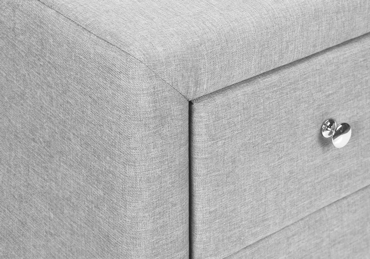 Nightstand, Nightstand, End, Side, Lamp, Storage Drawer, Bedroom, Upholstered, Grey Linen Look, Transitional