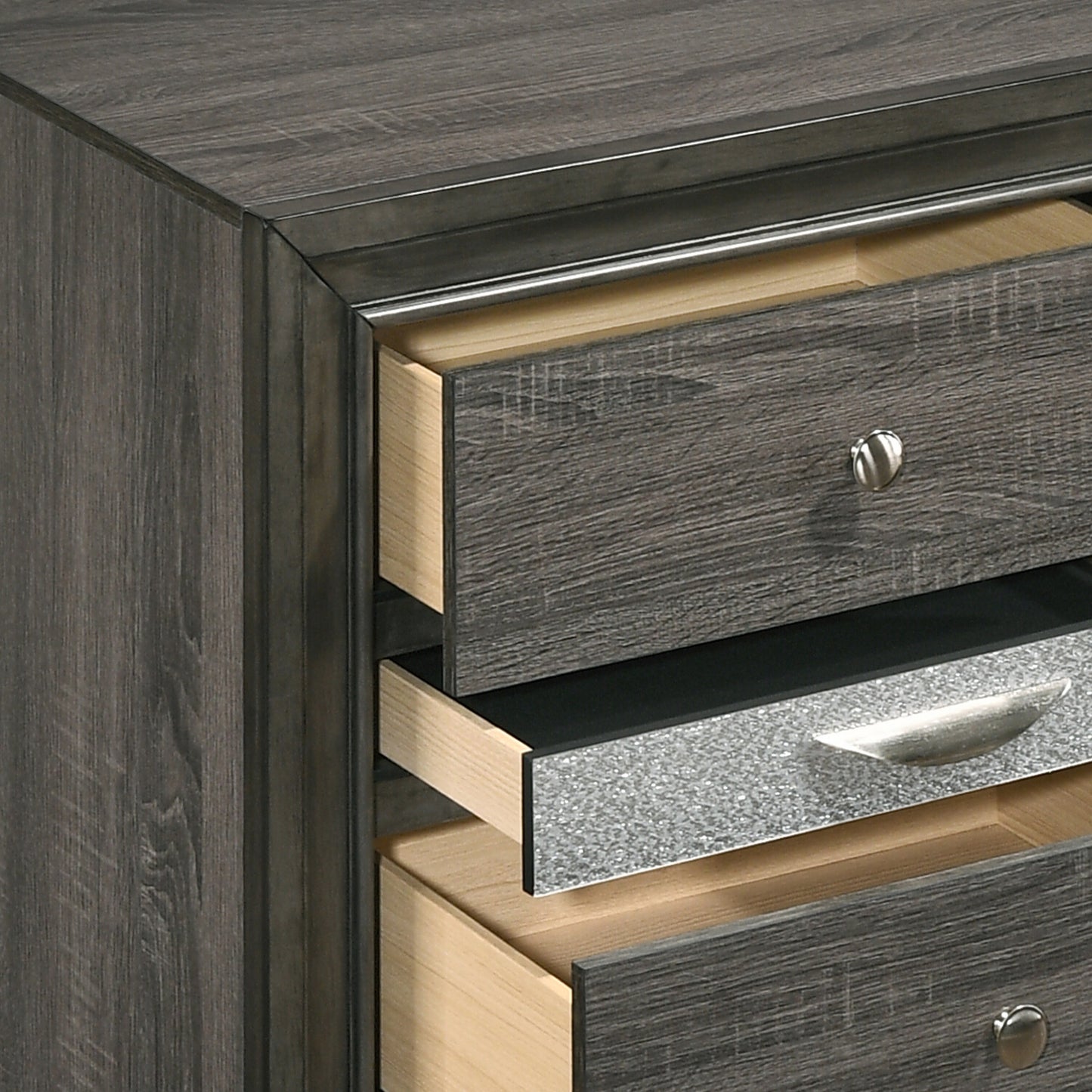 Grey 3-drawer Nightstand