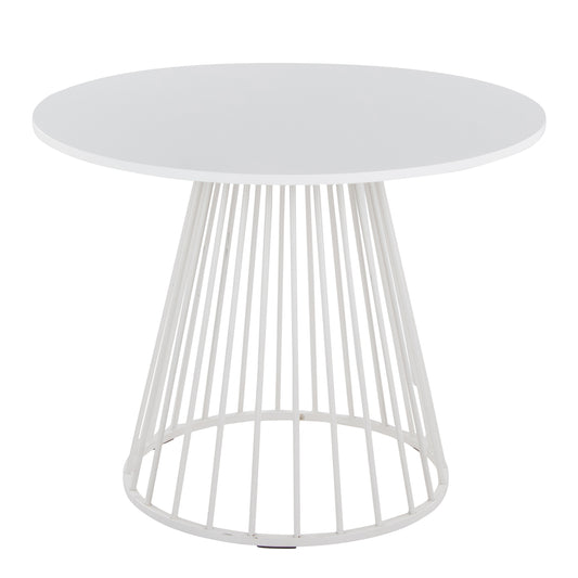 Canary Cosmo Contemporary Dining Table in White Metal and White MDF by LumiSource