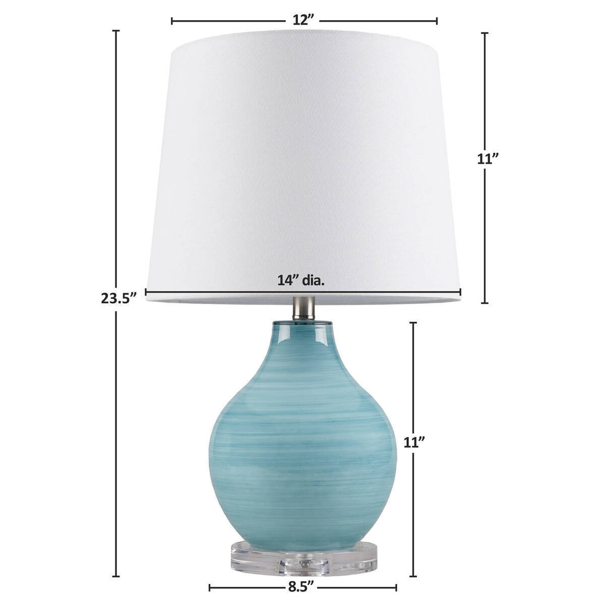 Blue Aqua Swirl Blown Glass Table Lamp