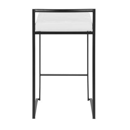 Fuji Contemporary Stackable Counter Stool in Black with White Velvet Cushion by LumiSource - Set of 2