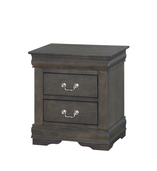 Dark Grey 2-Drawer Nightstand