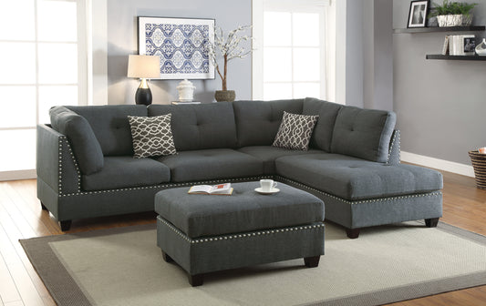 3-PC SECTIONAL in Blue Gray