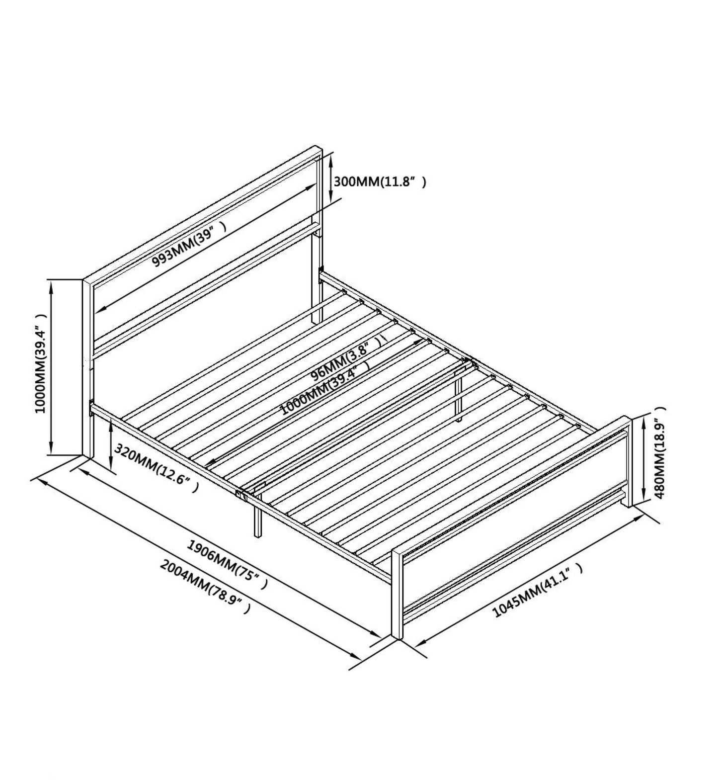 Twin Size metal bed Sturdy System Metal Bed Frame,Modern style and comfort to any bedroom,black