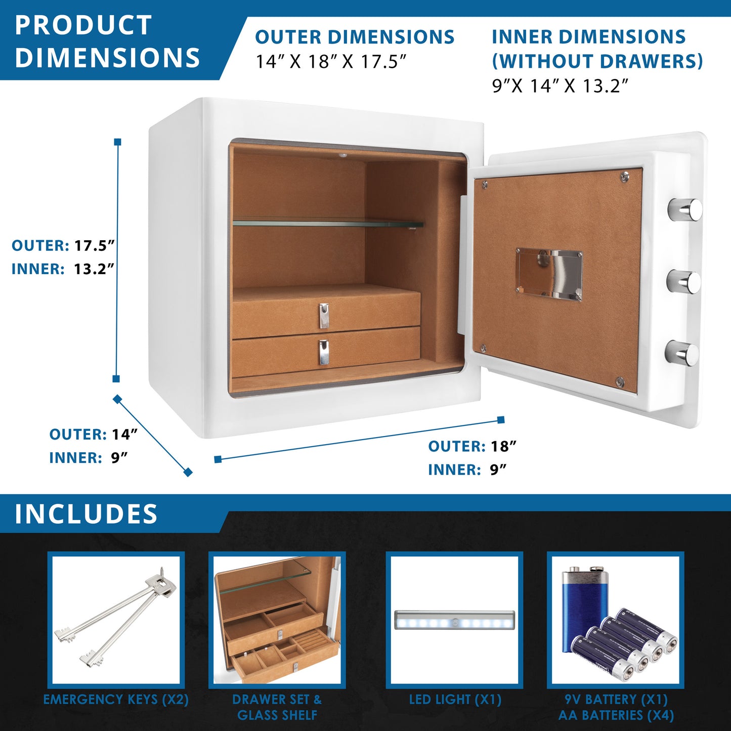 1.01 CUBIC FT WHITE JEWELRY SAFE