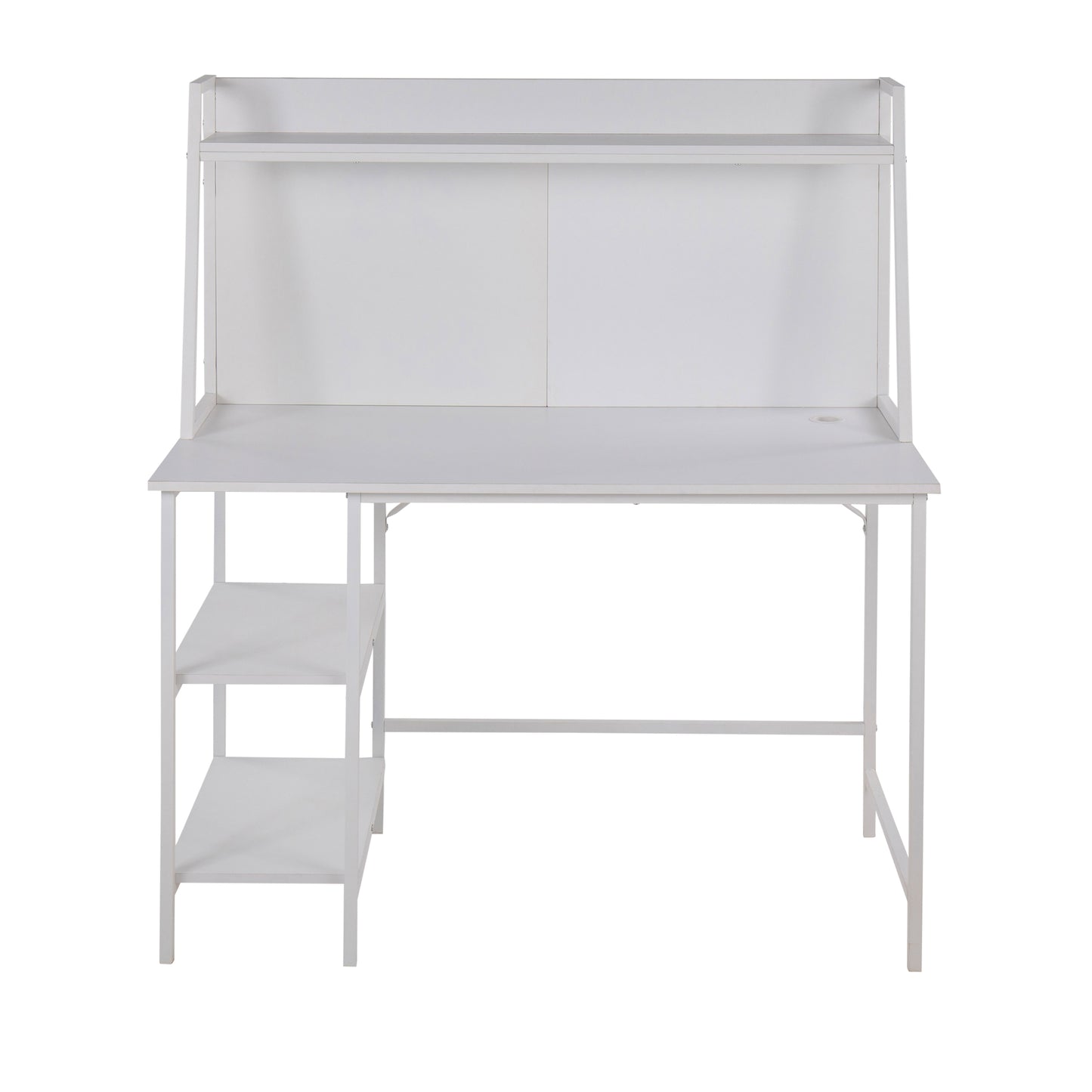 Geo Shelf Contemporary Desk in White Steel and White Wood by LumiSource