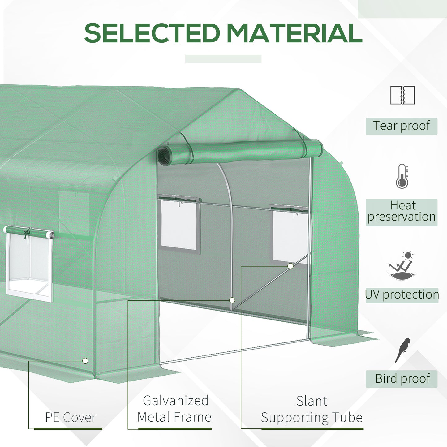 Outsunny 11.5' x 10' x 7' Walk-in Greenhouse, Tunnel Green House with Zippered Mesh Door and 6 Mesh Windows, Gardening Plant Hot House with Galvanized Steel Frame, Green