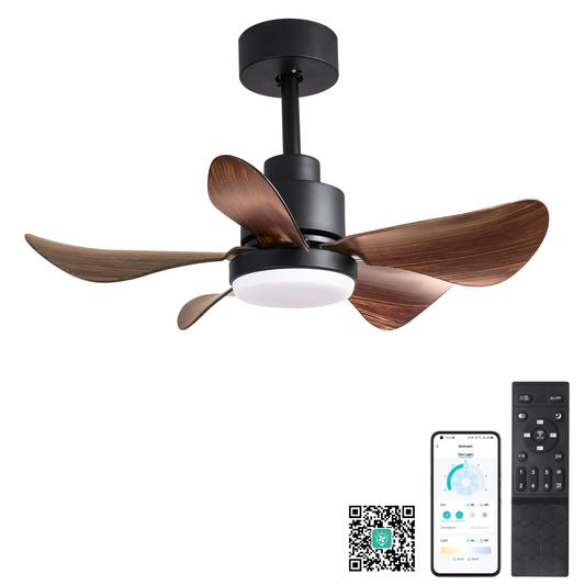 28 lnch Ceiling Fan with Lights Remote Control,Small Ceiling Fan Flush Mount, 5 Reversible Blades, Low Profile Ceiling Fan 6 Speeds 3 Colors for Bedroom Kitchen