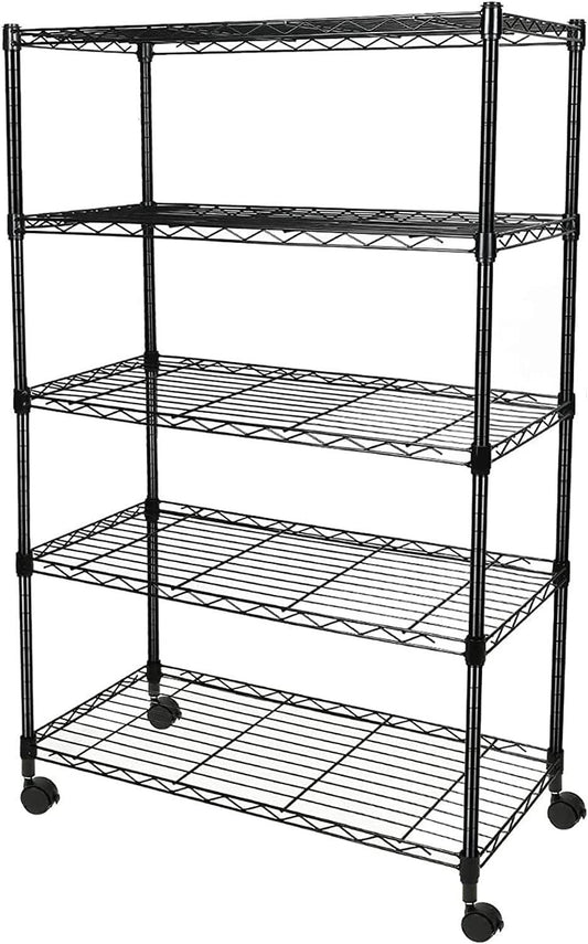 Heavy Duty 5-Shelf Shelving Unit 1250Lb Capacity, 29.92" D x 13.98" W x 62.99" H, 5 Tier, Black