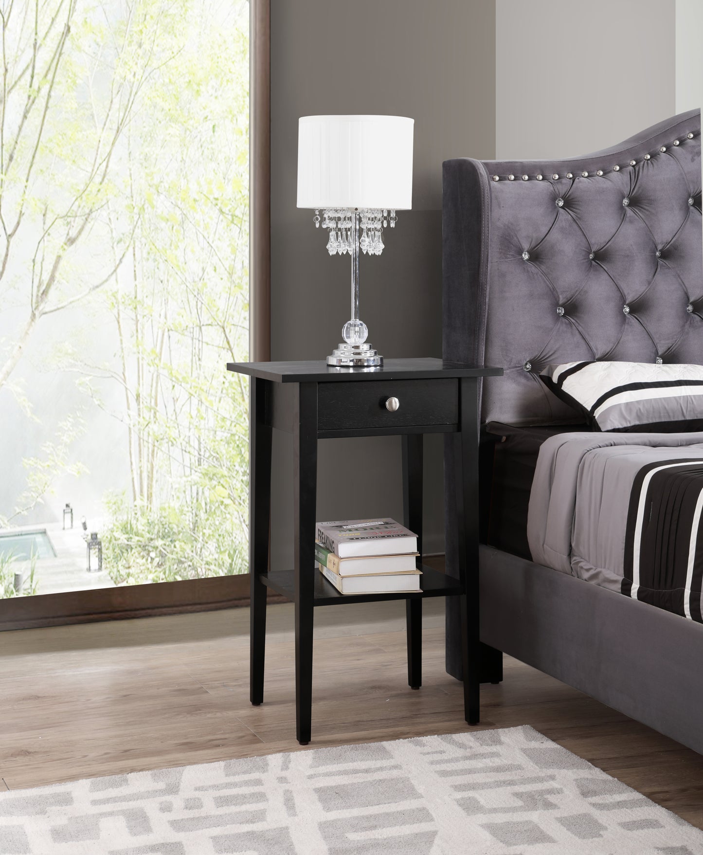 Sleek Contemporary Nightstand In Black