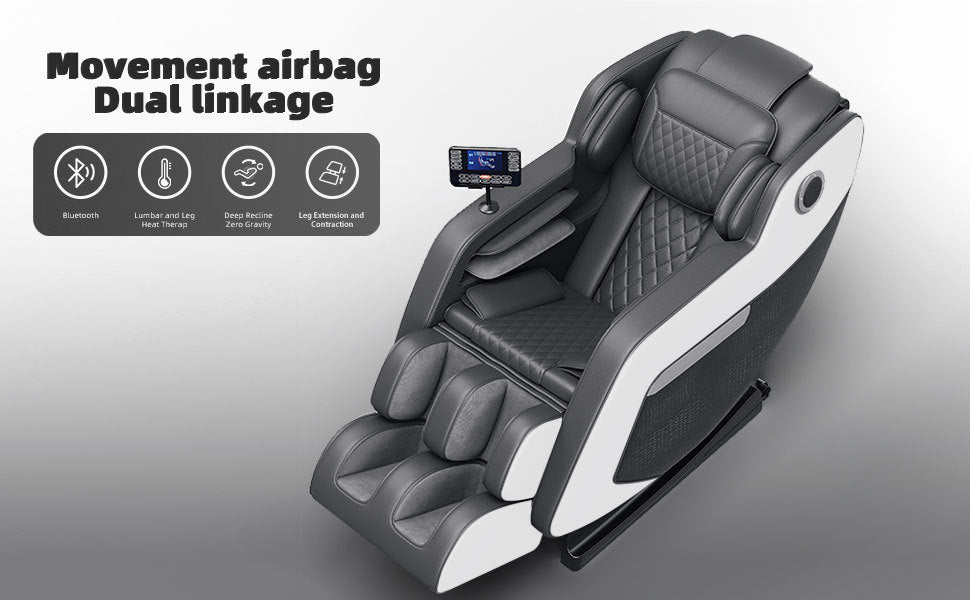 Open Massage Chair,Full Body Zero Gravity Recliner with Bluetooth, Hip Heating, Foot Massage and Air Massage System for Home Office, for mom/dad (Black and white)