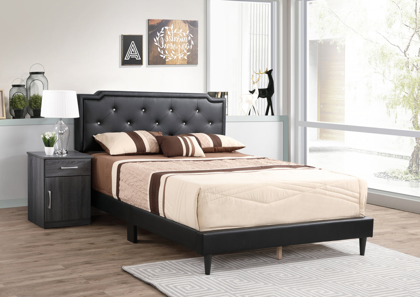 Sleek And Functional Full Bed In Black