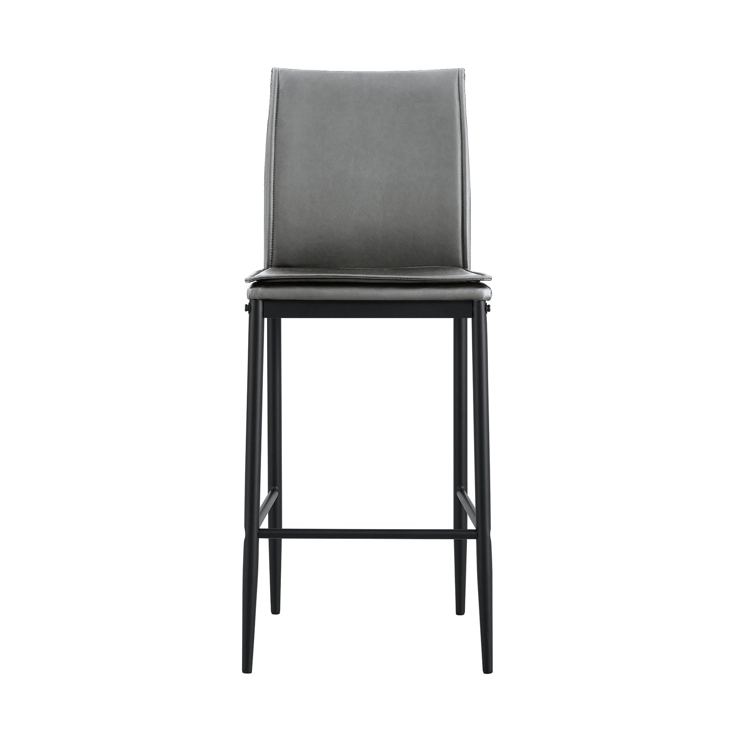 Grey Leather Barstool Dining Counter Height Chair Set of 2