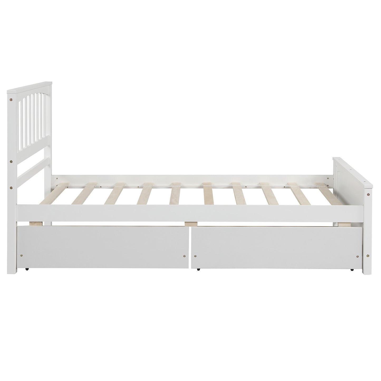 Twin size Platform Bed with Two Drawers, White